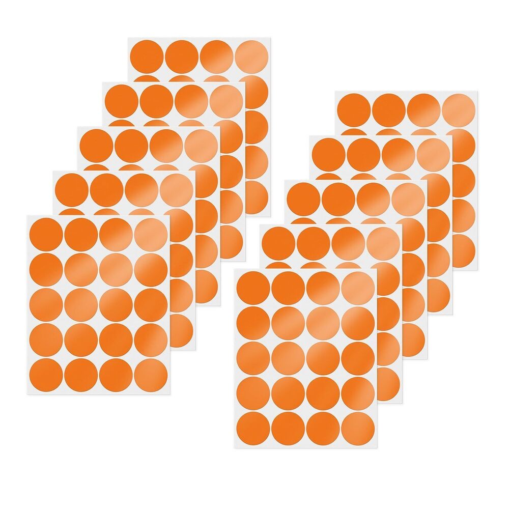 8001 Orange Dot Stickers 2 Inches Vinyl Self-Adhesive Waterproof Colored